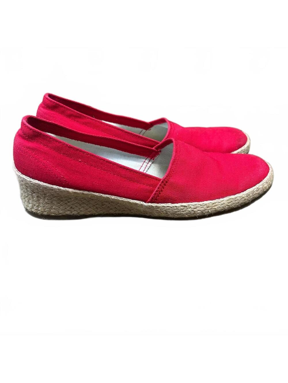 Grasshoppers Red Canvas Low Wedge Espadrilles | Size 7.5